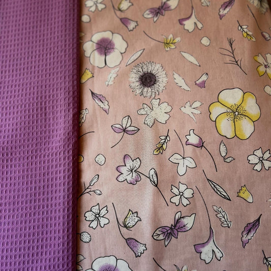 Purple flower printed bed sheet set