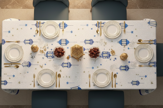 Blue lantern table cover