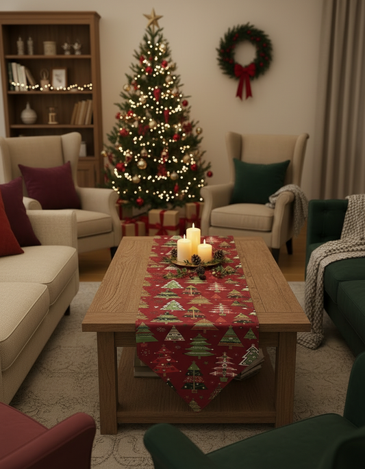 Christmas trees table runner