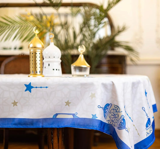 Blue lantern table cover