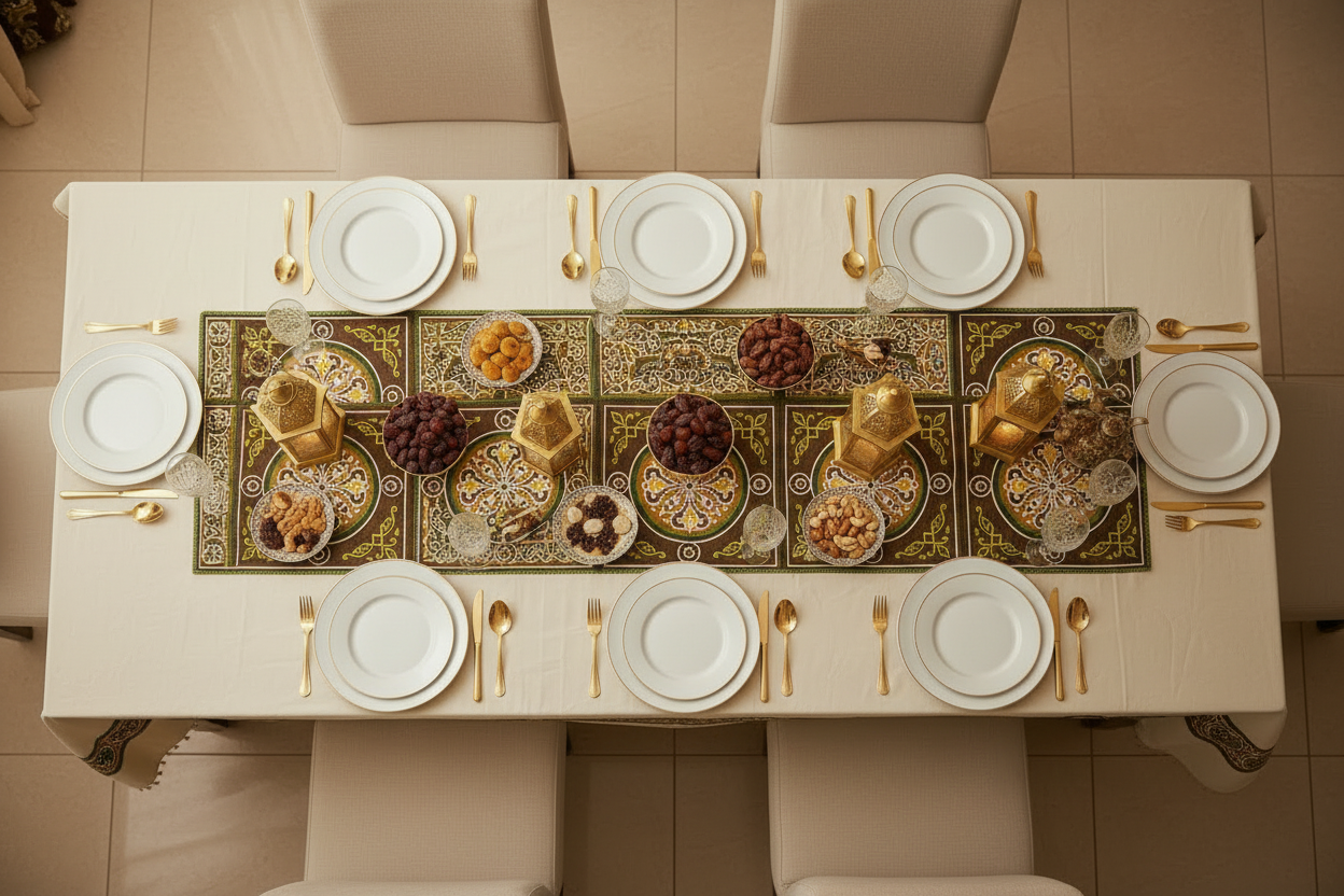 Green khayameya table cover