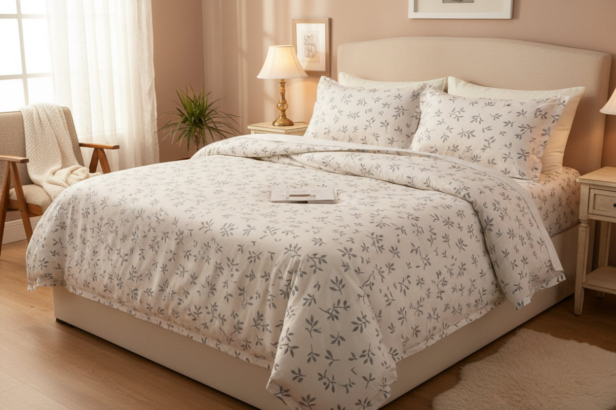 Gray branches bed sheet set