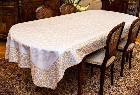 Beige arabesque table cover