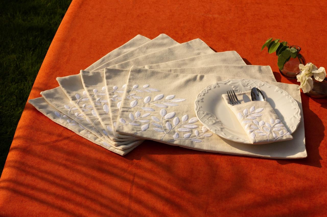 Summer leaves placemats set