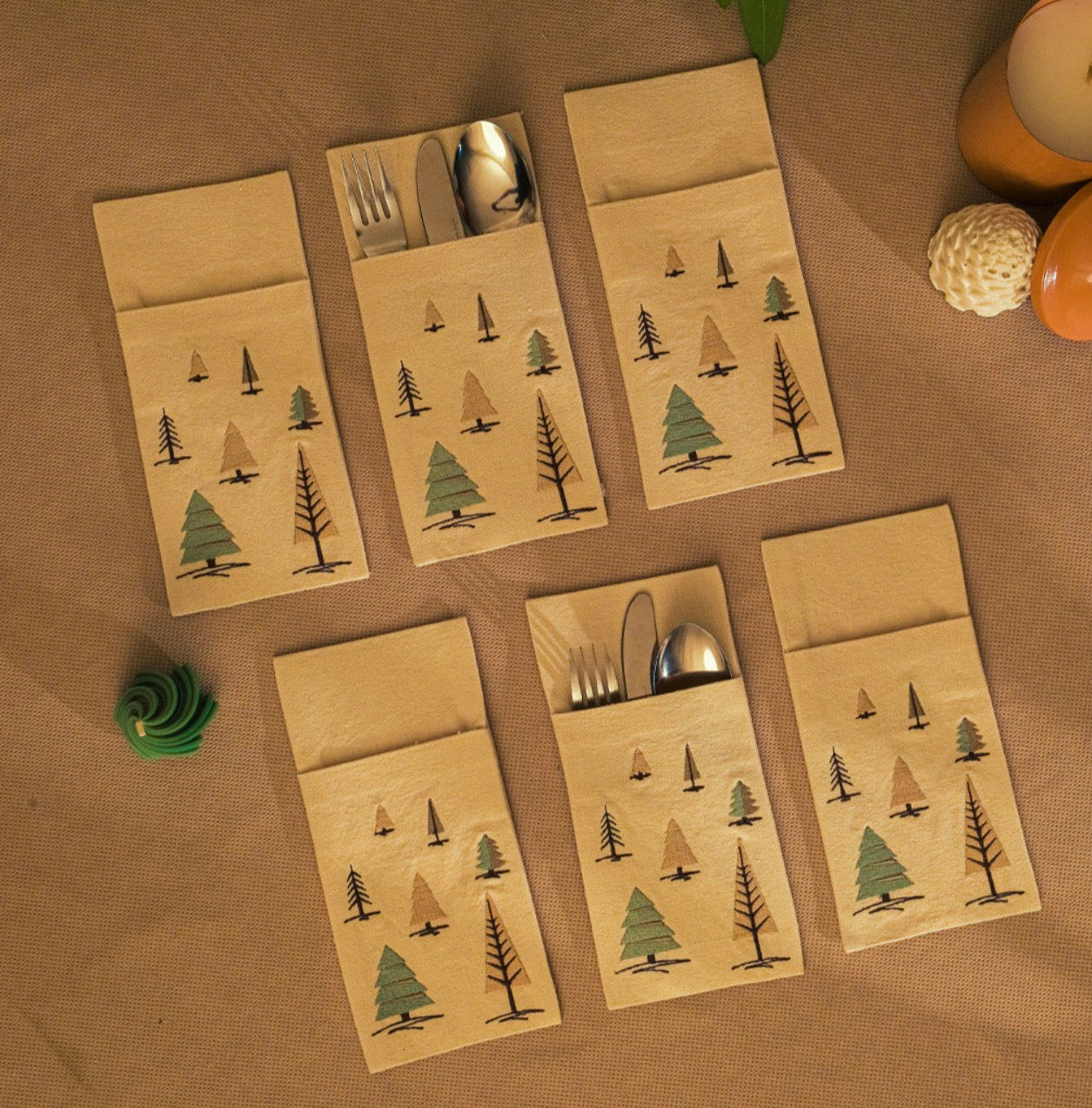 Whimsical Winter cutlery pockets set