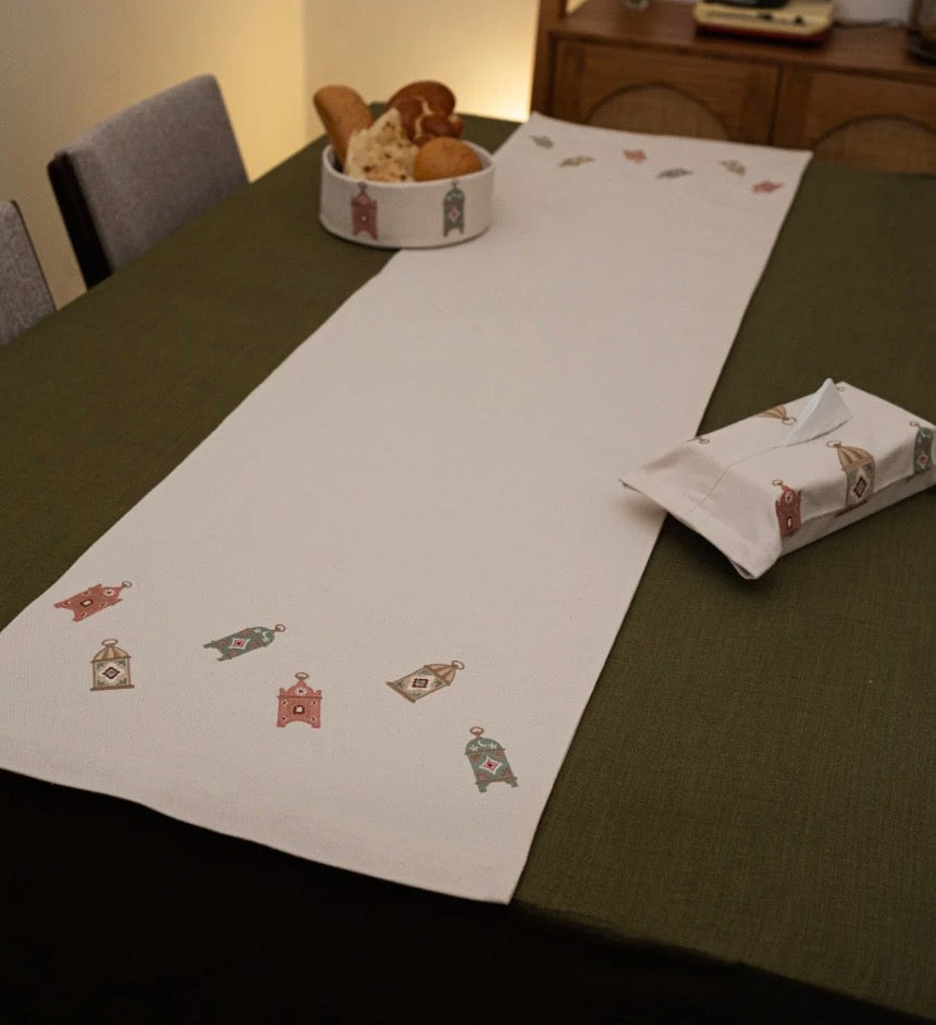 Pastel lantern table runner