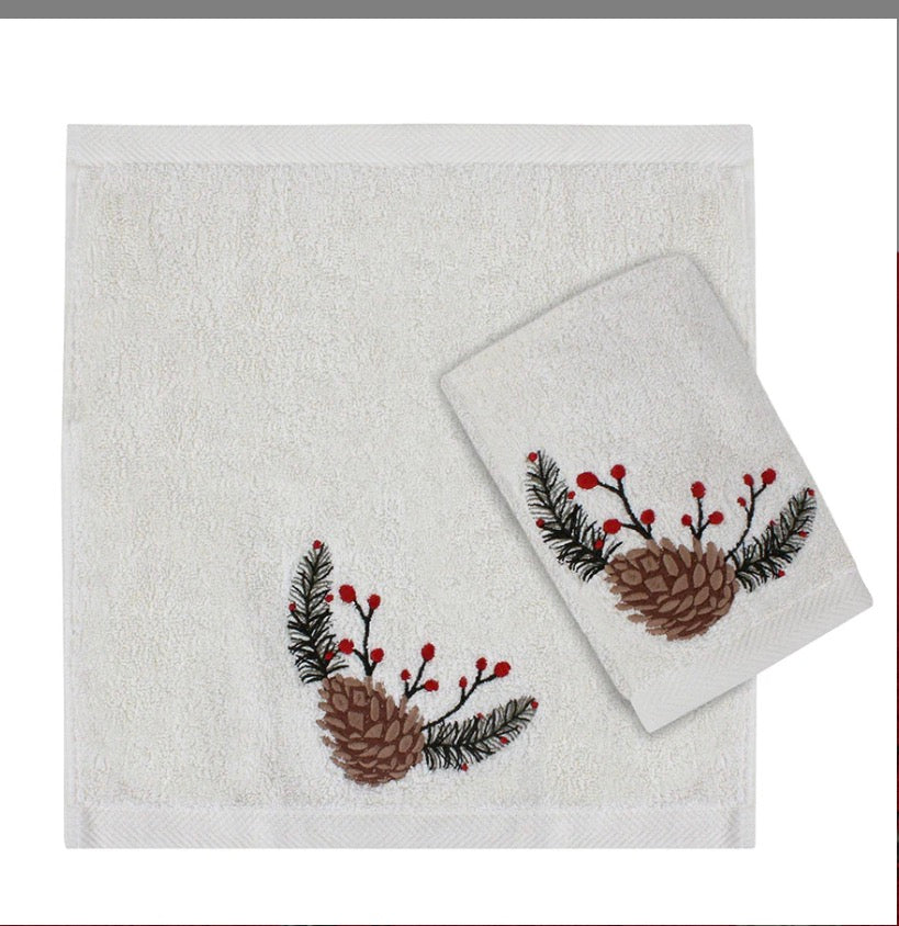 Pine cone guest towels