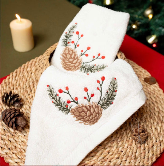 Pine cone guest towels