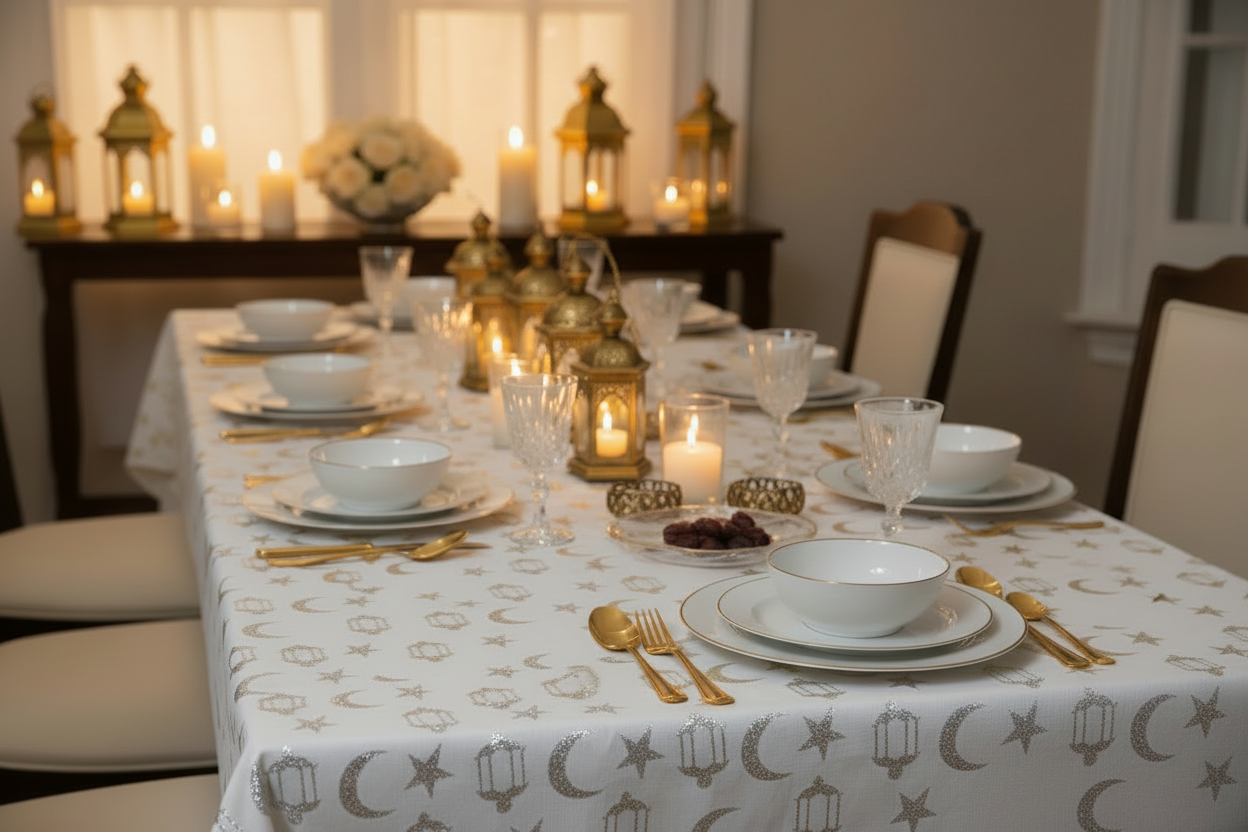 Moon and lantern table cover