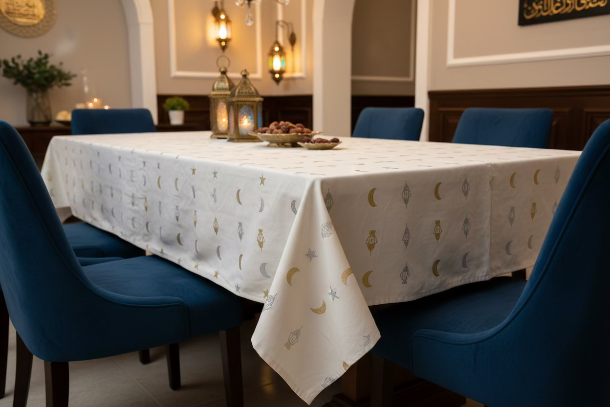 Moon and lanterns table cover