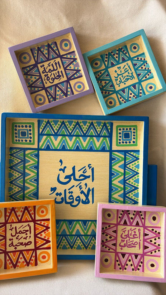 Large divided wooden tray