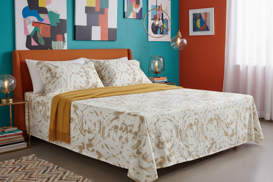 Gray swirls fitted bed sheet set