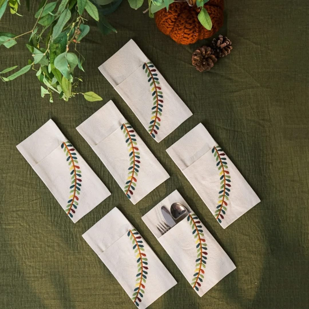 Fall Wreath cutlery pockets set