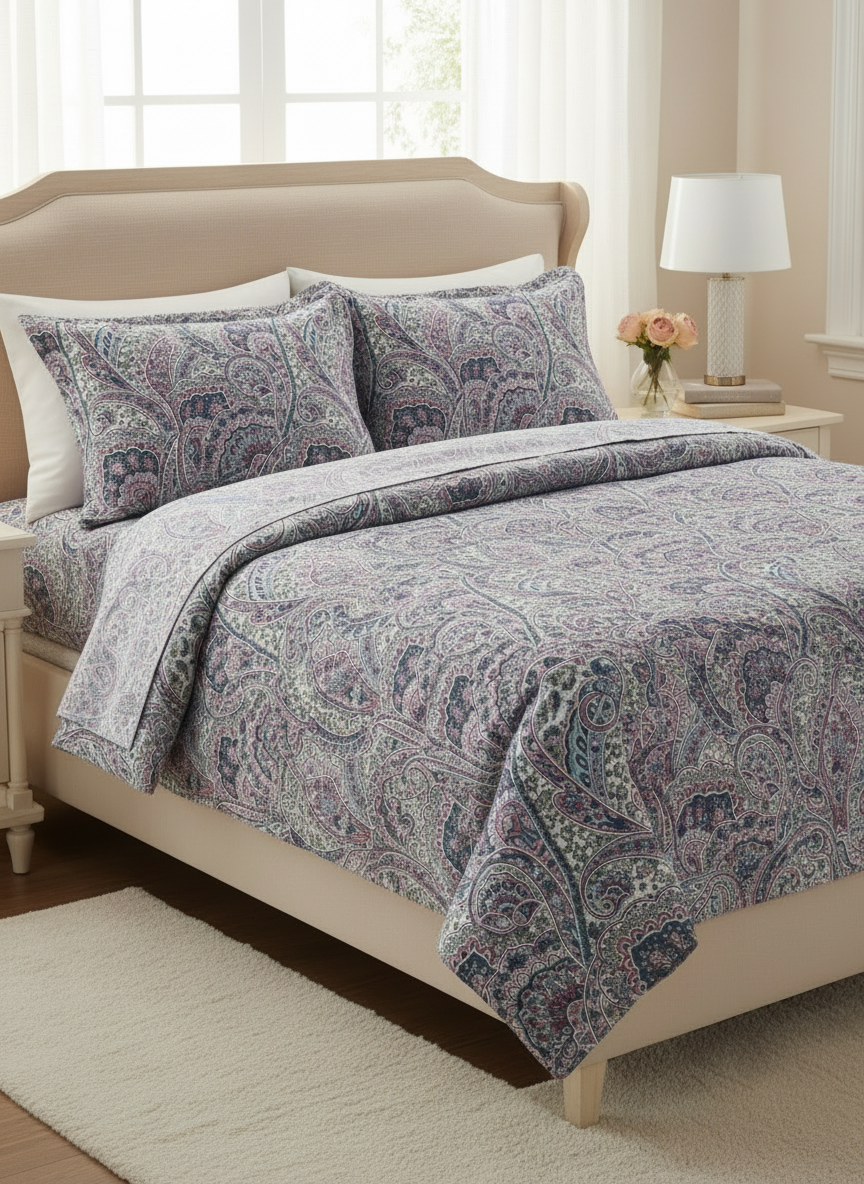 Paisley printed bed sheet set