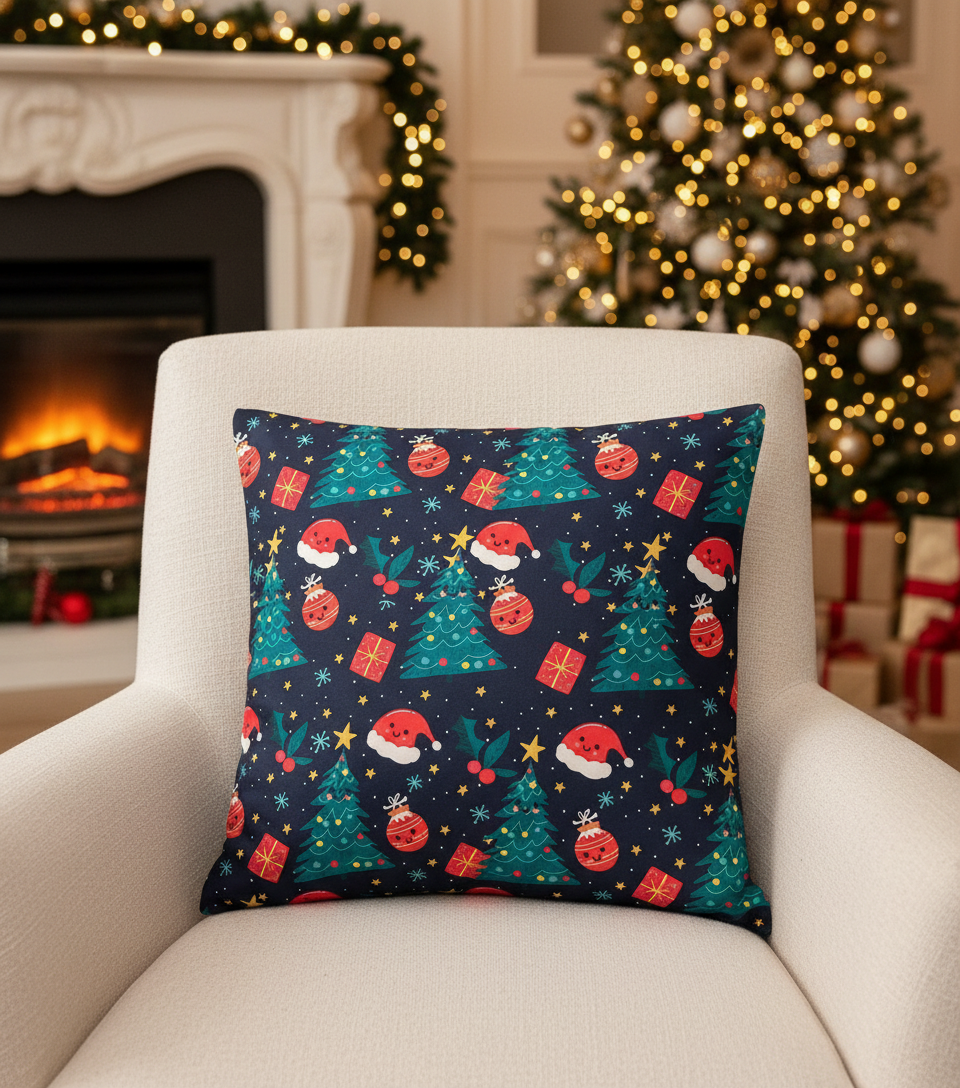 Christmas trees cushion cover