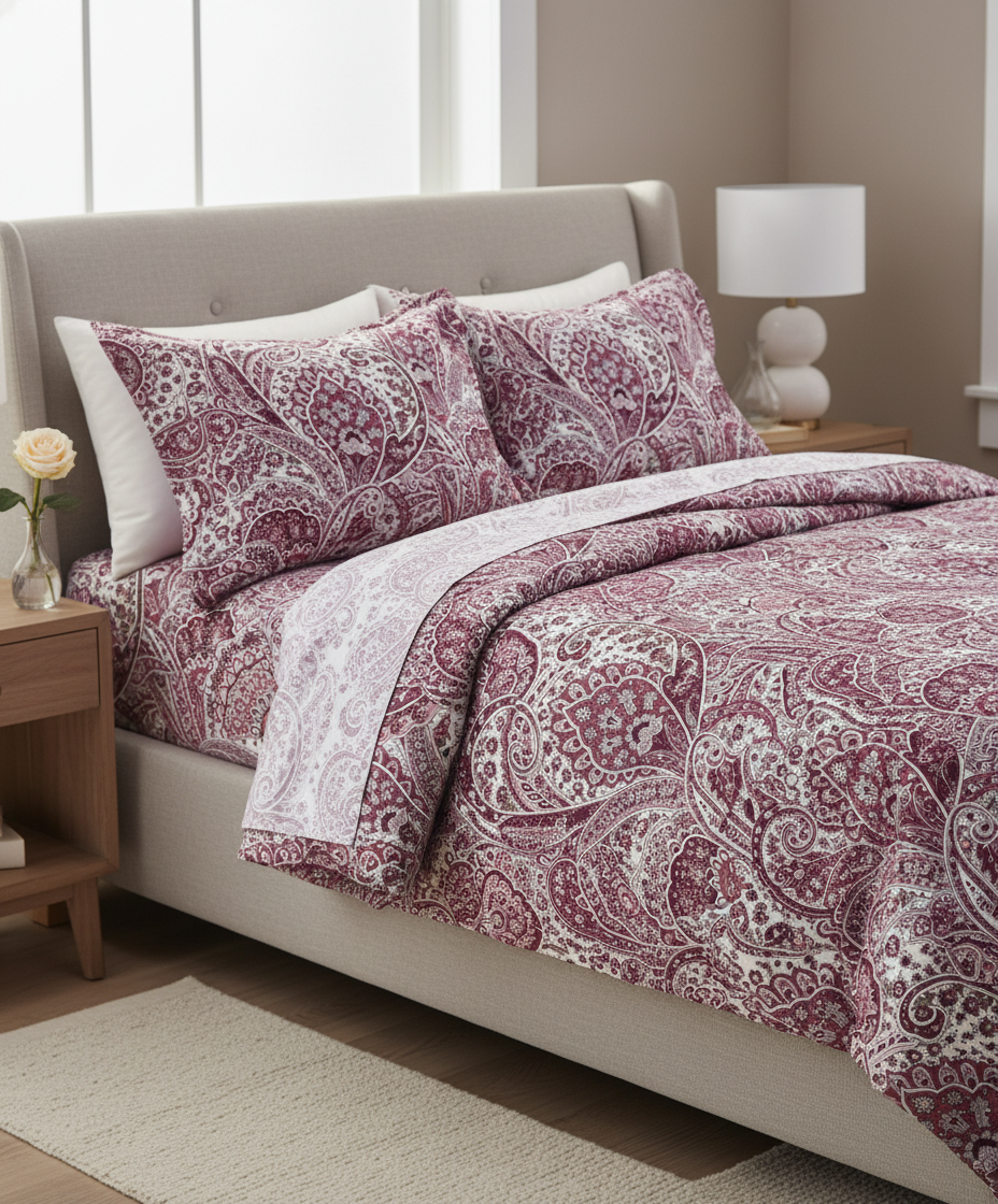 Paisley printed bed sheet set