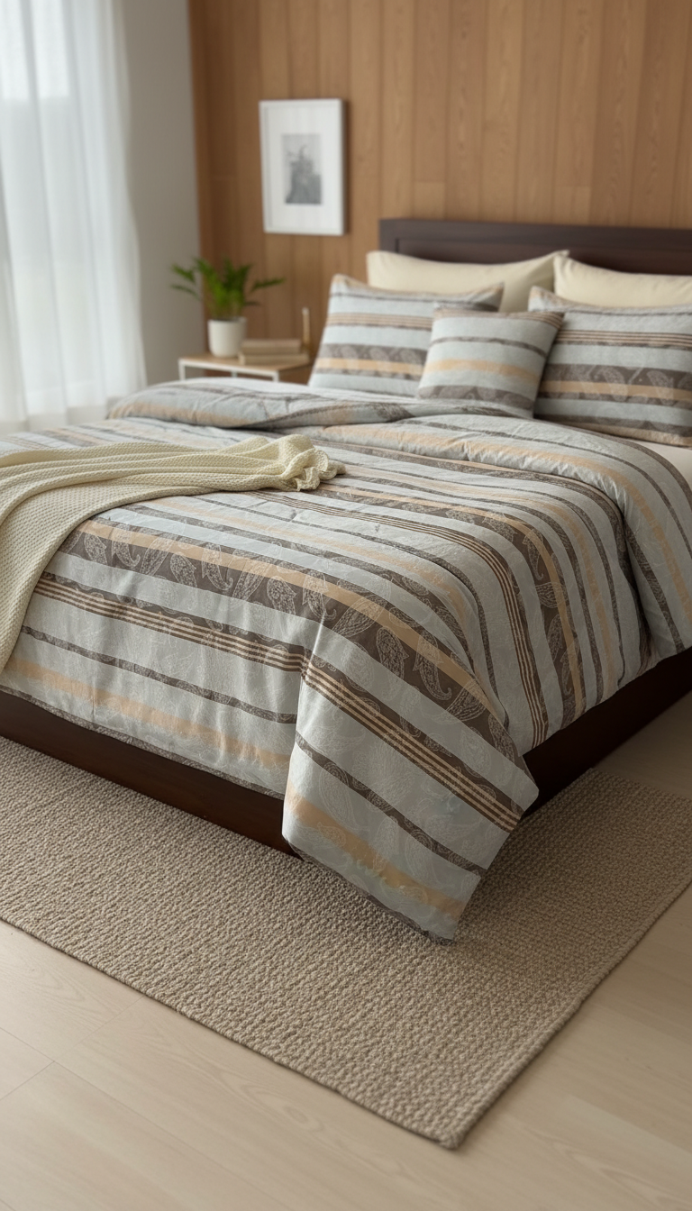 Stripped paisley bed sheet set