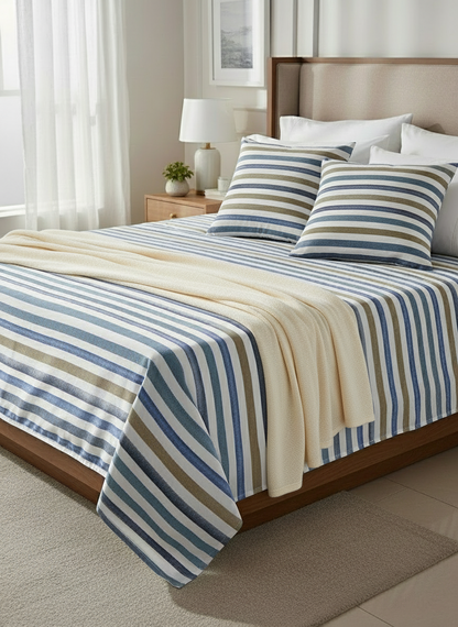 Blue stripped bed sheet set