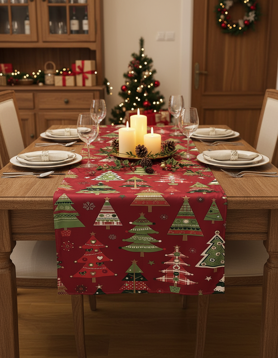 Christmas trees table runner