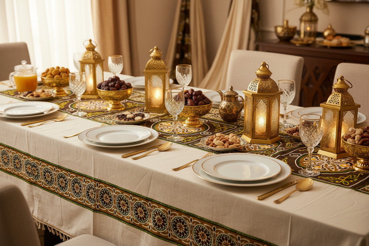 Green khayameya table cover