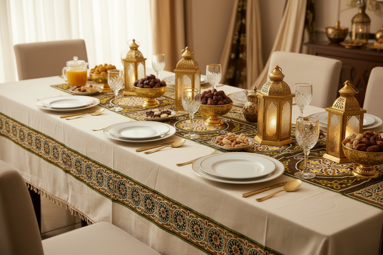 Green khayameya table cover