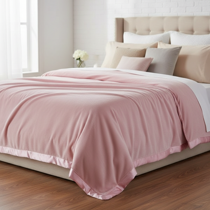 Soft blanket with satin border