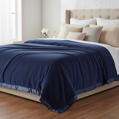 Soft blanket with satin border