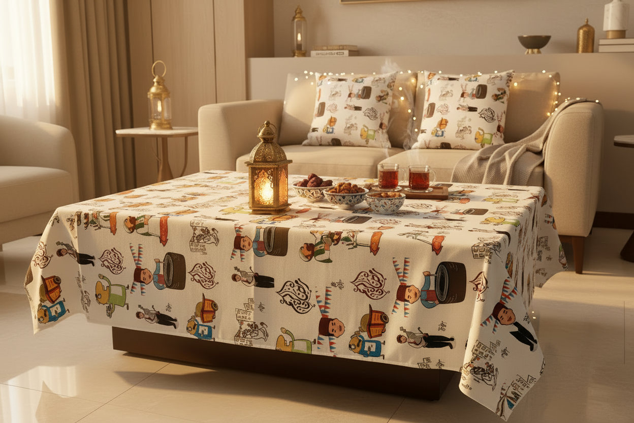 Ramadan characters table cover