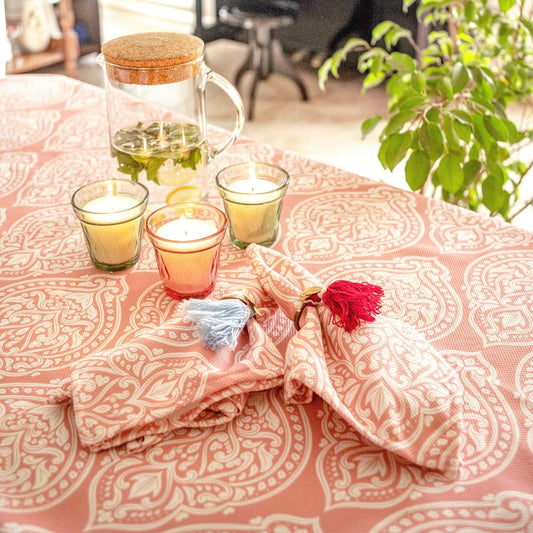 Pink summer table cover