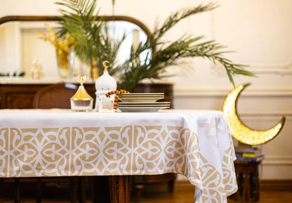 Beige arabesque table cover