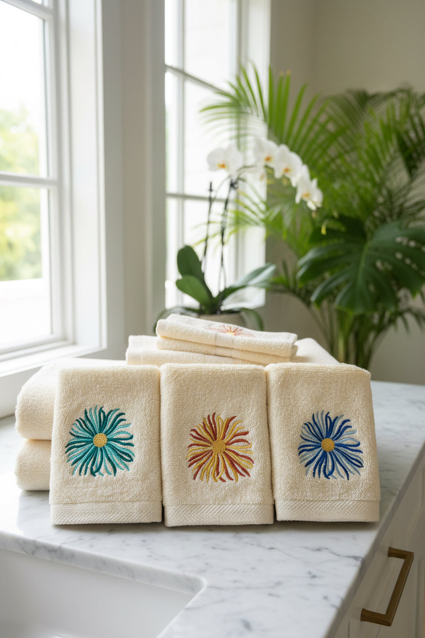 Flowers hand towels