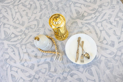 Gray golden calligraphy  table cover