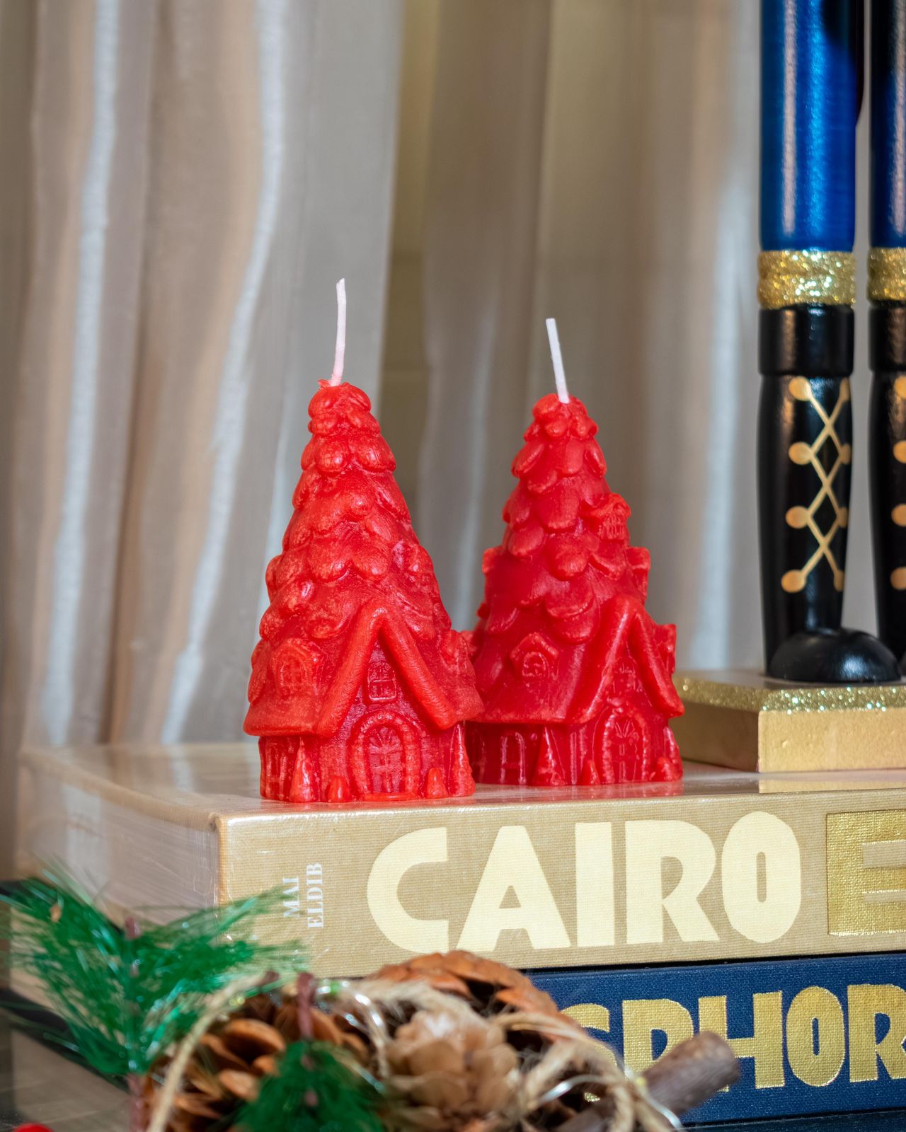 Red Christmas tree candle