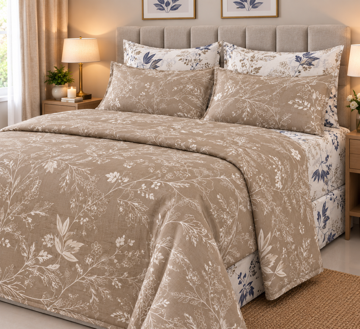 Beige Lake bed sheet set