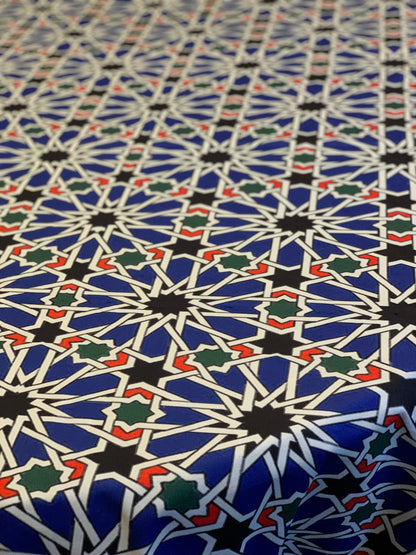 Blue arabesque table cover