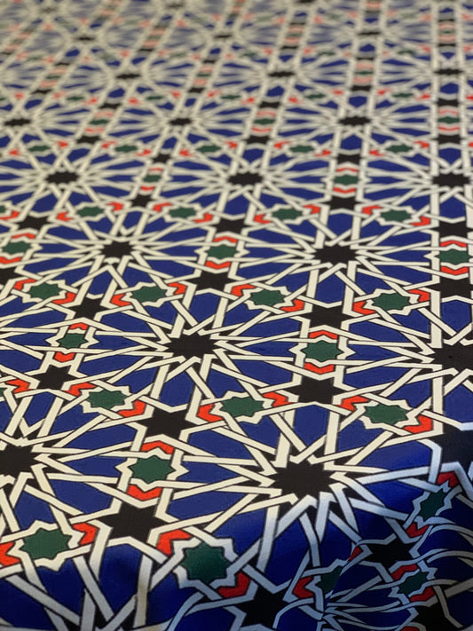 Blue arabesque table cover