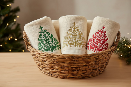 Christmas tree guest towels set
