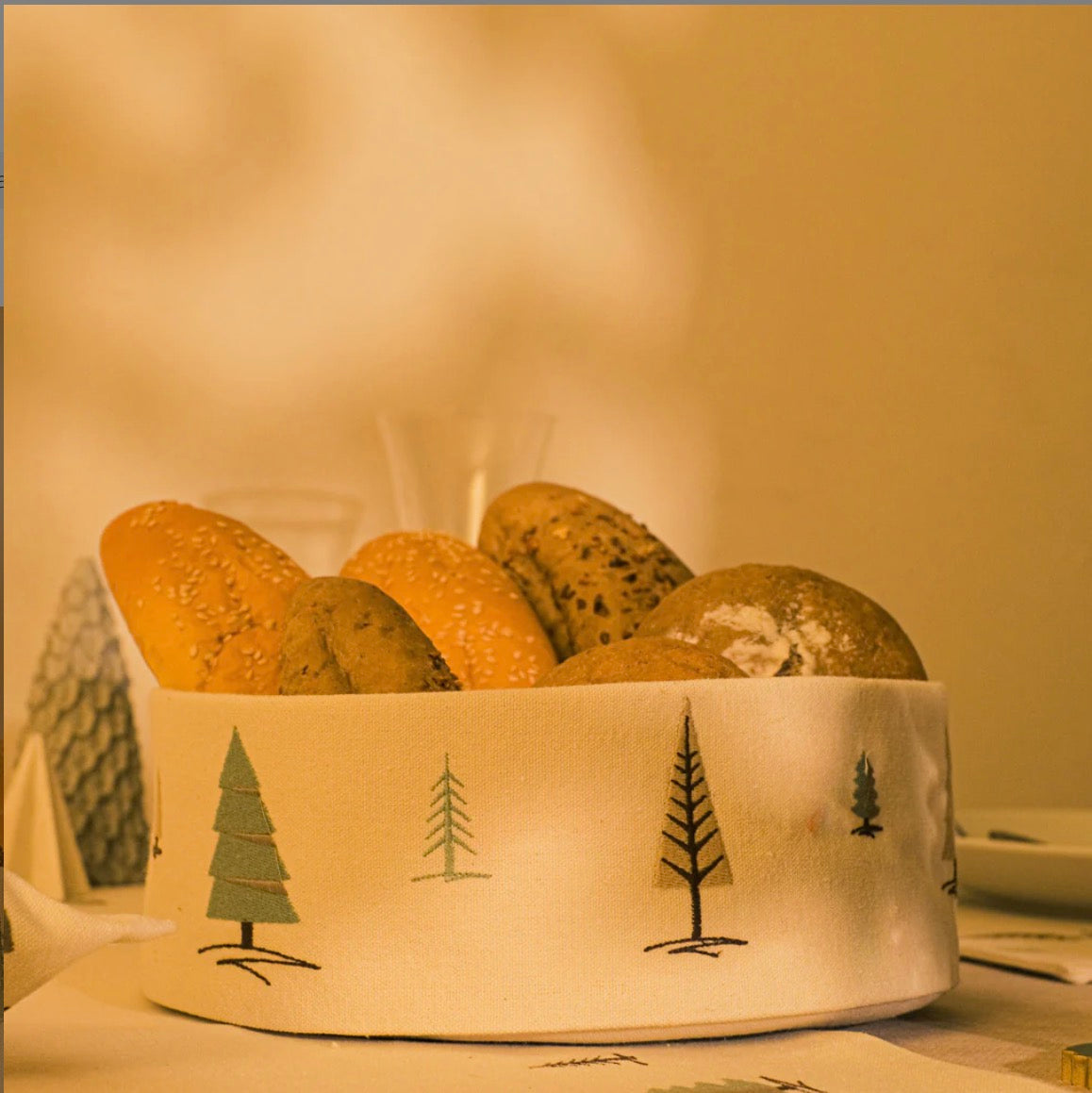 Whimsical winter bread basket