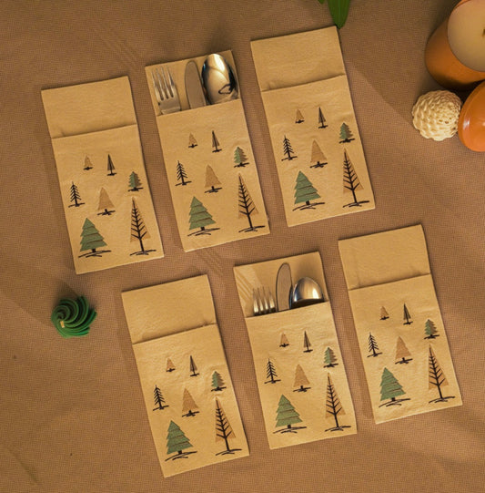 Whimsical Winter cutlery pockets set