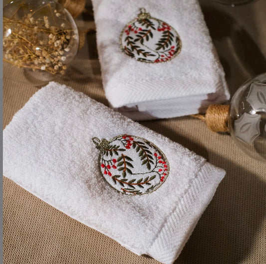 Frosted ornaments guest towels
