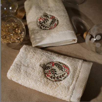 Frosted ornaments guest towels