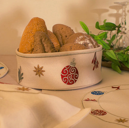 Festive ornaments bread basket