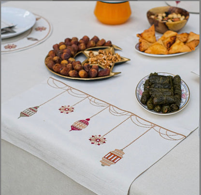Earthy lantern table runner