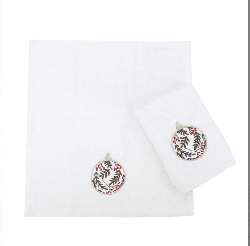 Frosted ornaments guest towels