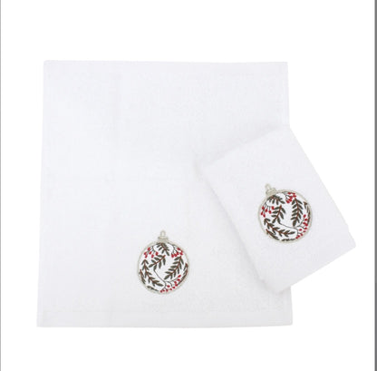 Frosted ornaments guest towels