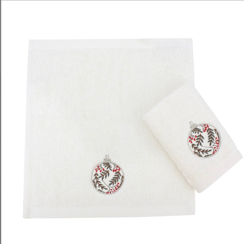 Frosted ornaments guest towels