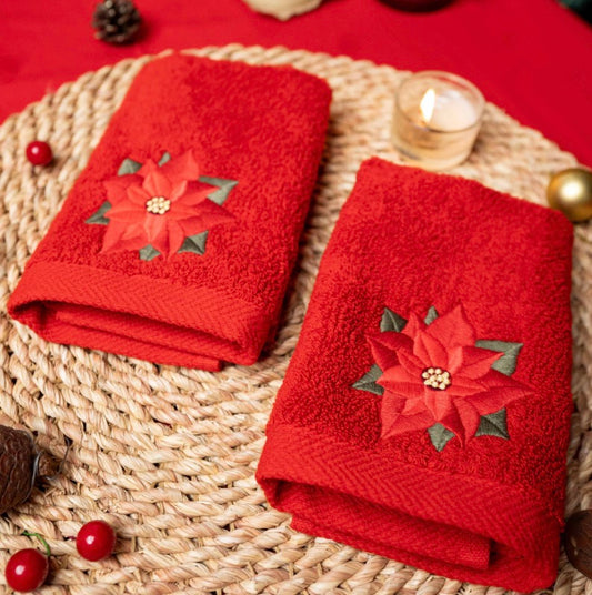Poinsettia Guest Towels