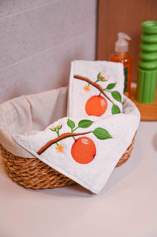 Orange guest towels