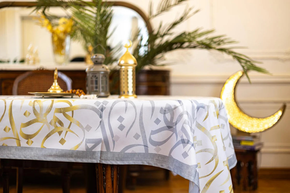 Colored infusions calligraphy table cover