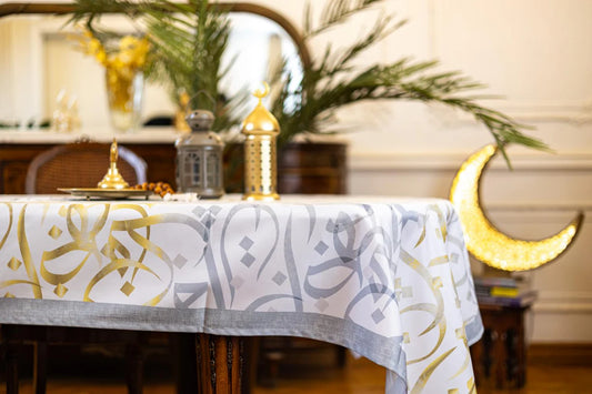 Colored infusions calligraphy table cover